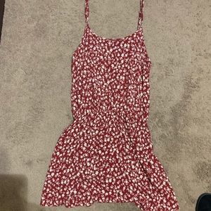 Red and white floral dress